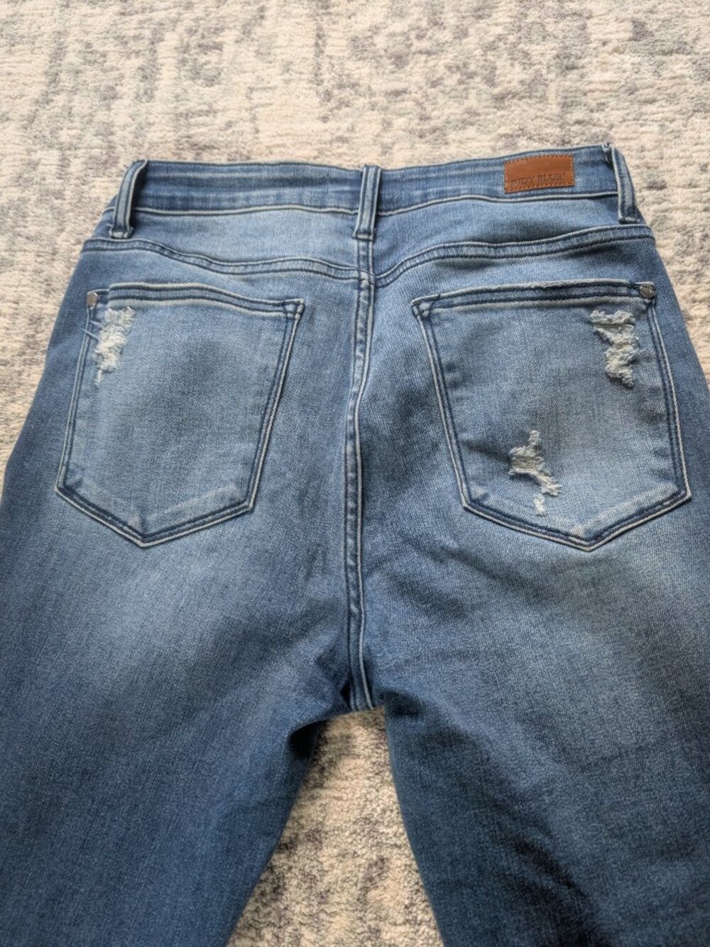 Judy Blue Skinny Jeans 7/28 Distressed Raw Hem Stretch Denim Medium Wash - Picture 5 of 5